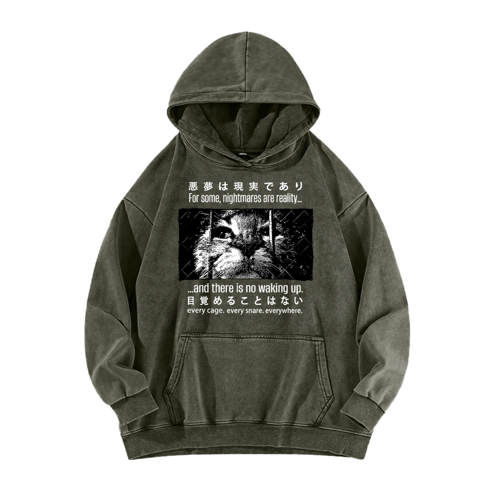 Nightmare Cat Vintage Washed Hoodie