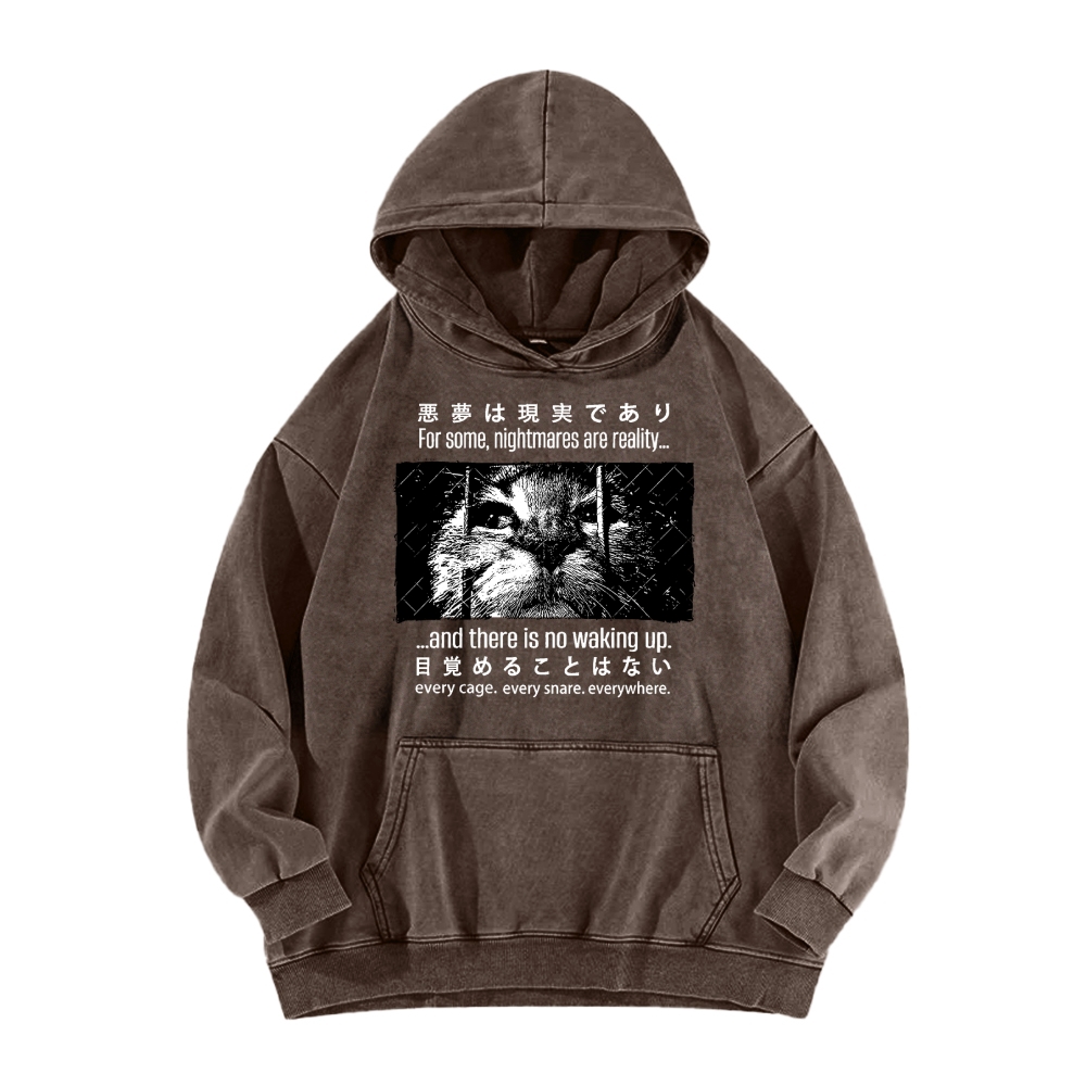 Nightmare Cat Vintage Washed Hoodie