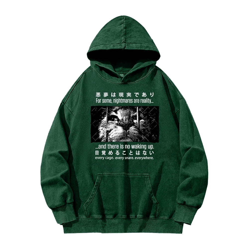 Nightmare Cat Vintage Washed Hoodie