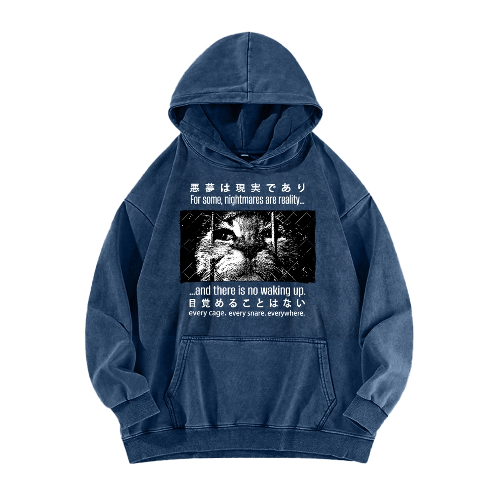 Nightmare Cat Vintage Washed Hoodie