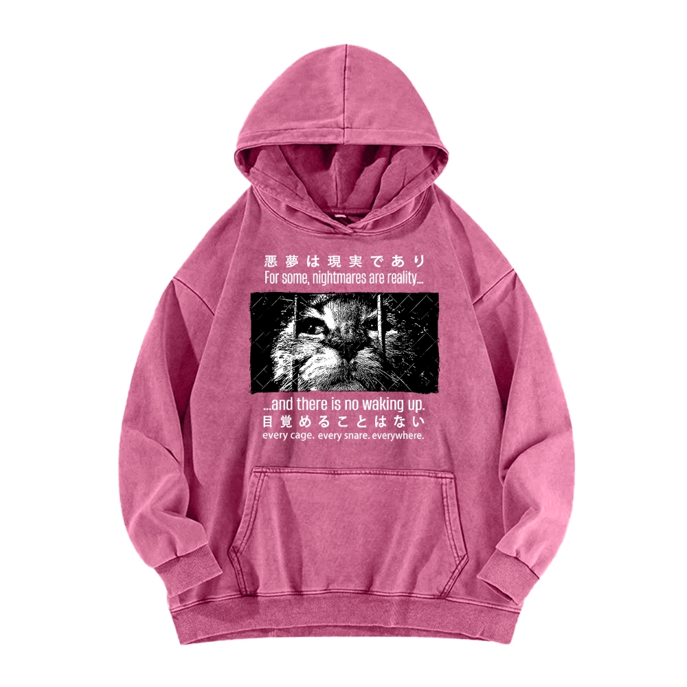 Nightmare Cat Vintage Washed Hoodie