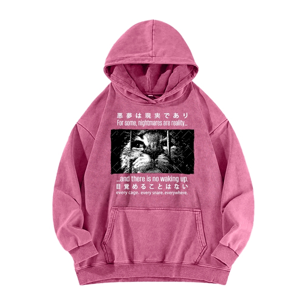 Nightmare Cat Vintage Washed Hoodie