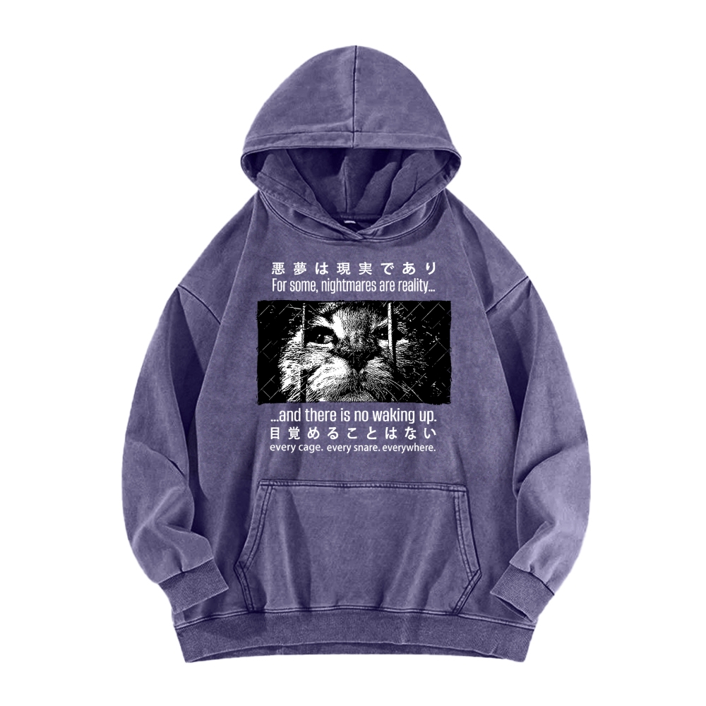 Nightmare Cat Vintage Washed Hoodie