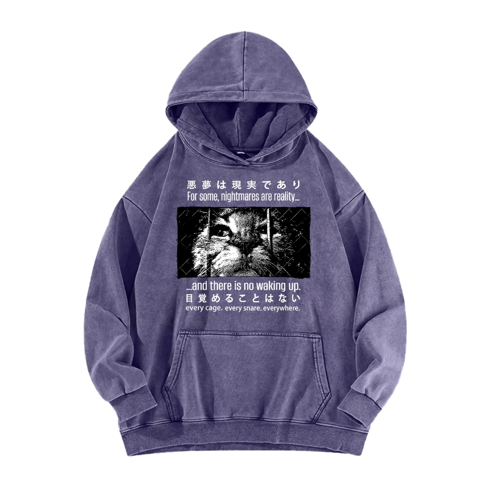 Nightmare Cat Vintage Washed Hoodie