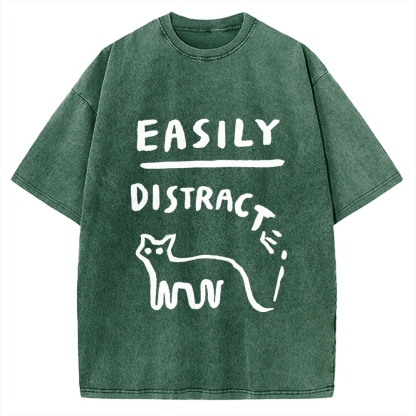 Easily Distrac cat Vintage Washed T-shirt
