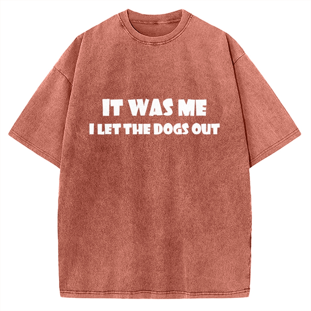 It Was Me I Let The Dogs Out Music Vintage Washed T-shirt