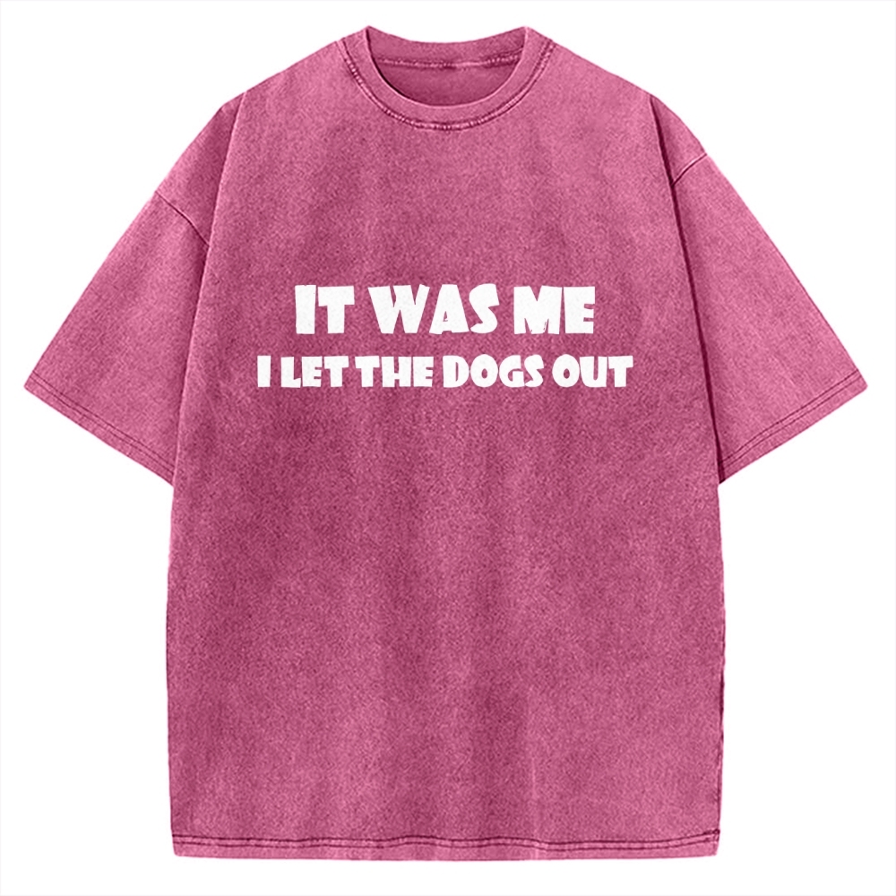 It Was Me I Let The Dogs Out Music Vintage Washed T-shirt