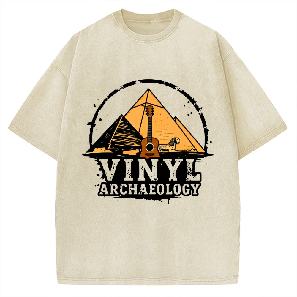 Vinyl Archaeology Music Vintage Washed T-shirt
