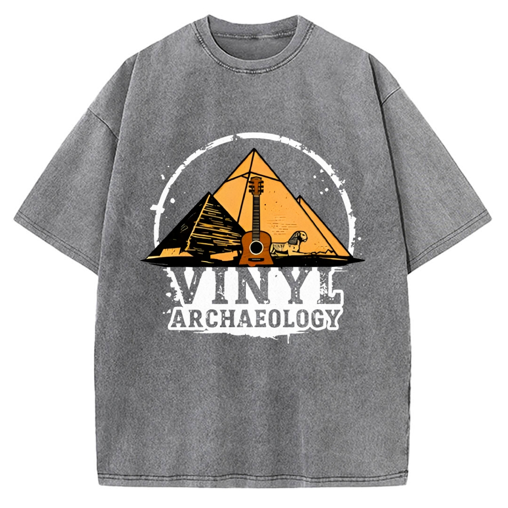 Vinyl Archaeology Music Vintage Washed T-shirt