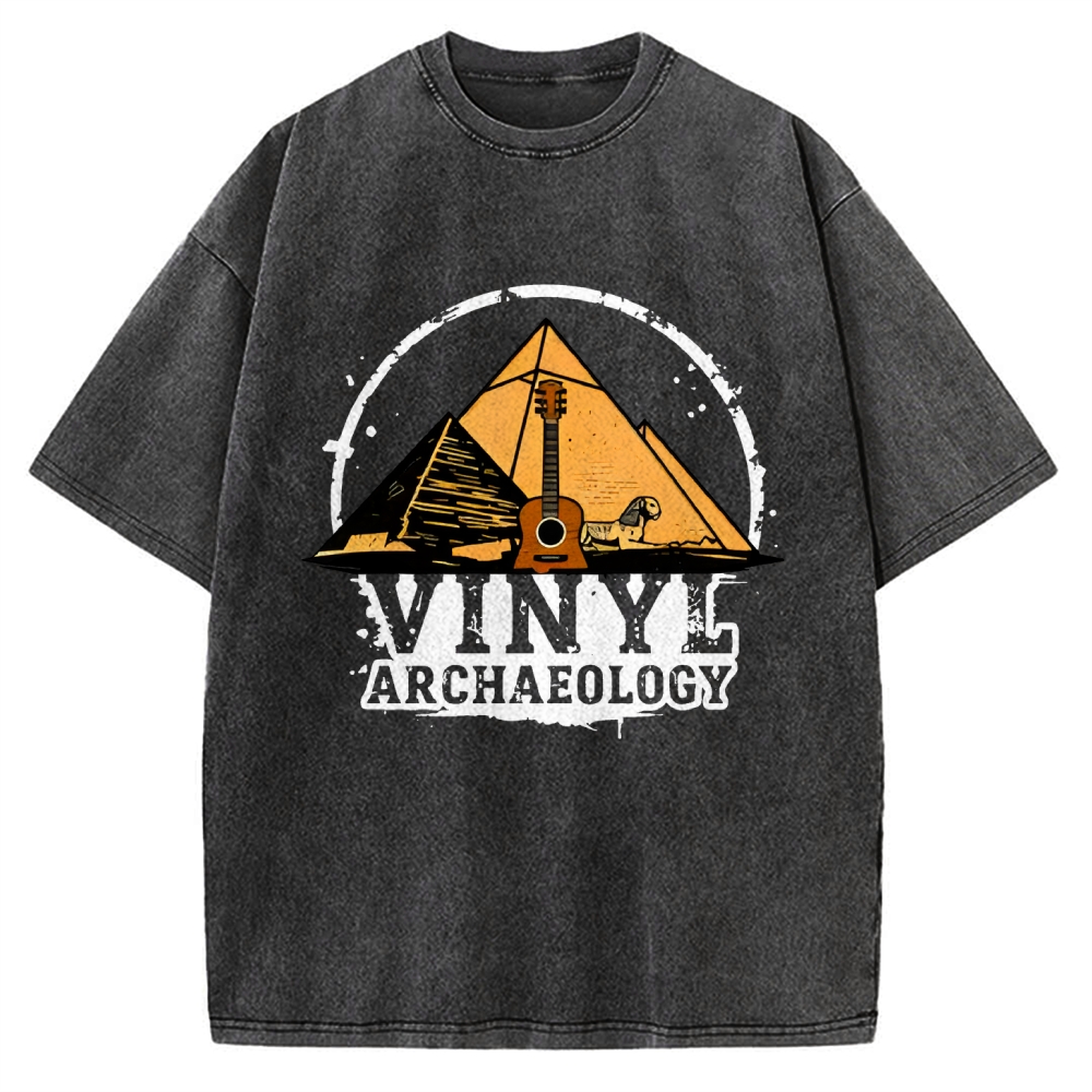 Vinyl Archaeology Music Vintage Washed T-shirt