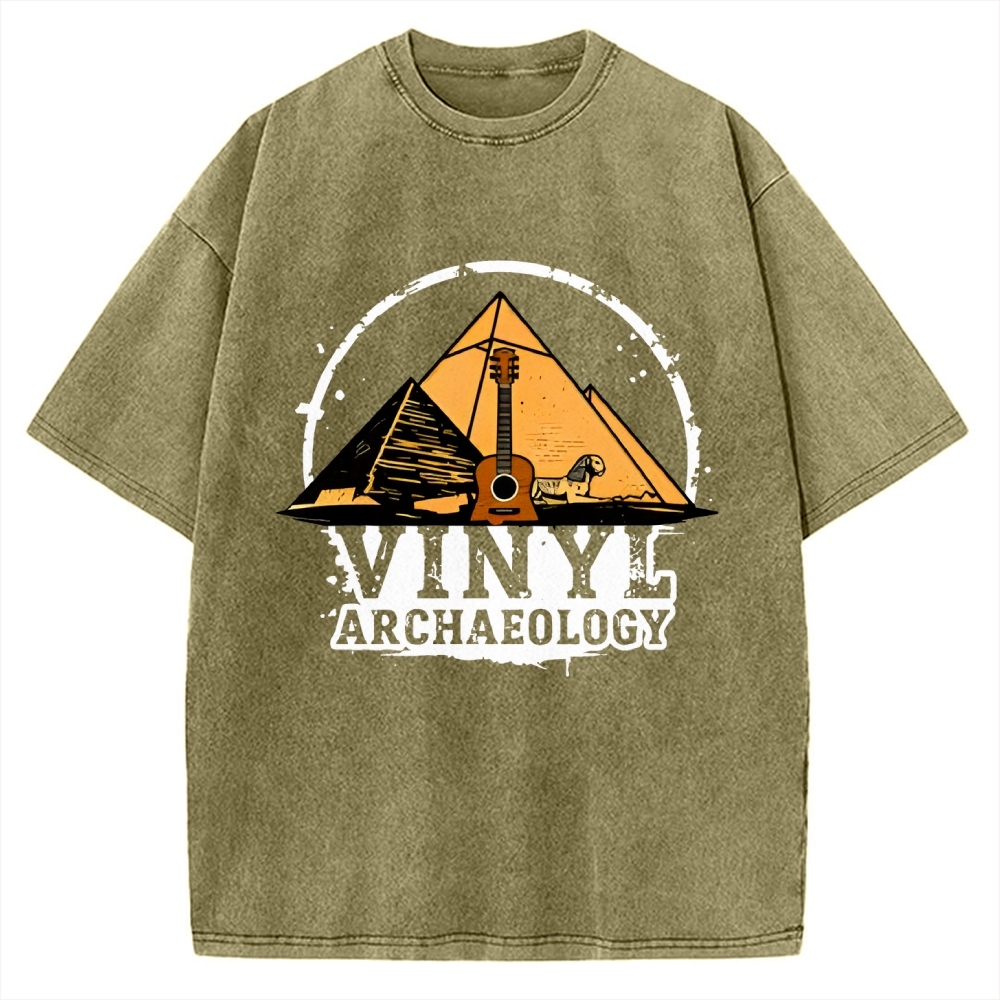 Vinyl Archaeology Music Vintage Washed T-shirt