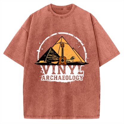 Vinyl Archaeology Music Vintage Washed T-shirt