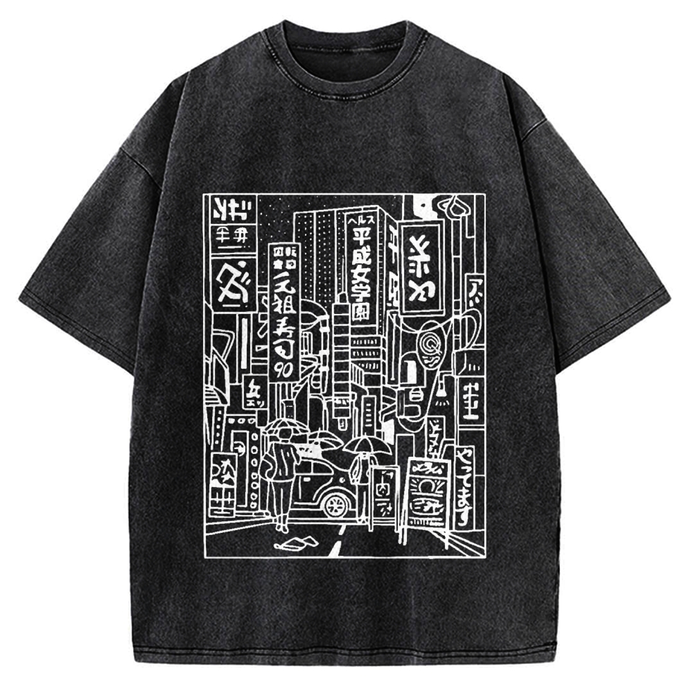 Minimalist Tokyo Street Vintage Washed T-shirt