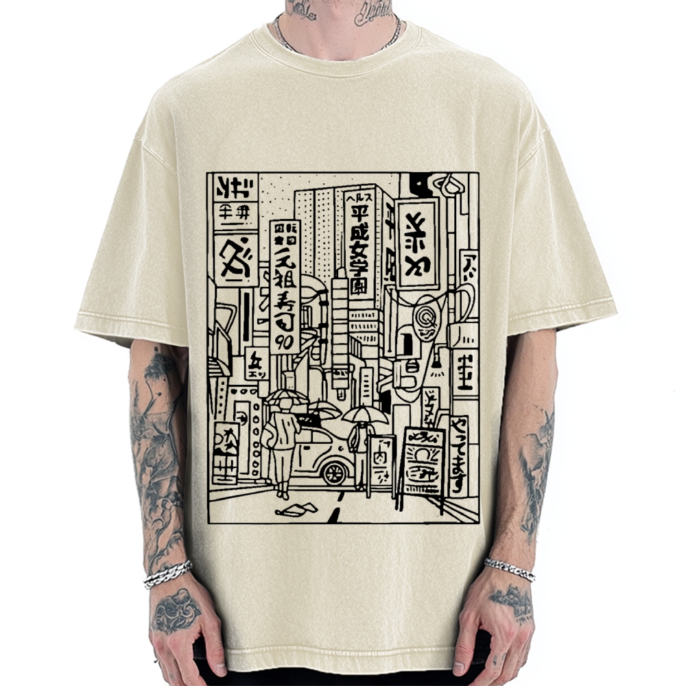 Minimalist Tokyo Street Vintage Washed T-shirt