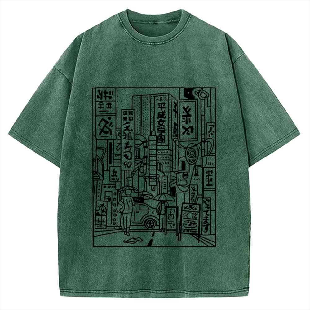 Minimalist Tokyo Street Vintage Washed T-shirt