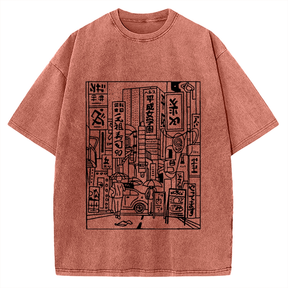 Minimalist Tokyo Street Vintage Washed T-shirt