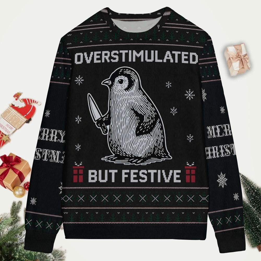 Penguin-themed but festive Christmas Ugly Sweatshirt