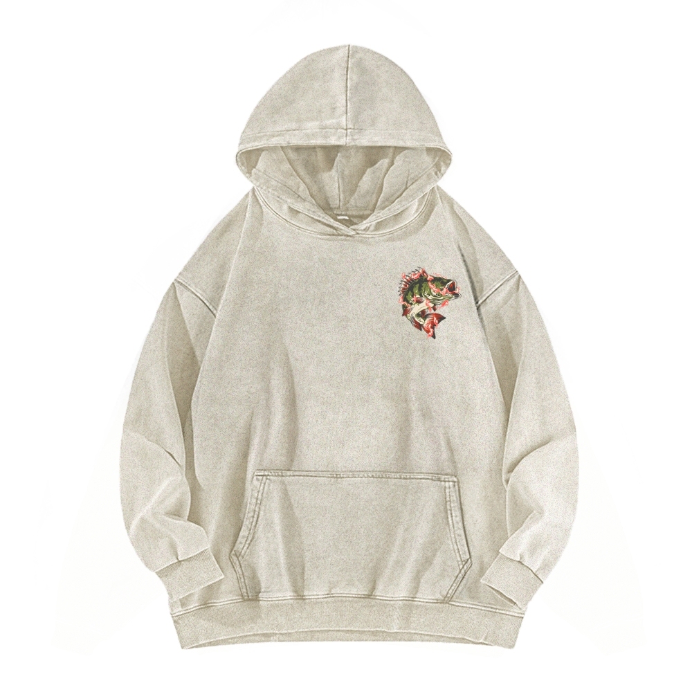 Drum & Bass Front And Back Printing Vintage Washed Hoodie