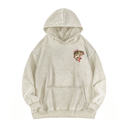 Drum & Bass Front And Back Printing Vintage Washed Hoodie