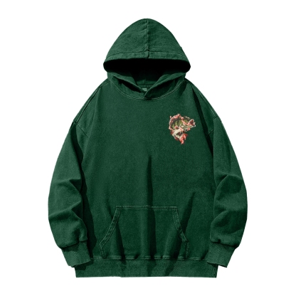 Drum & Bass Front And Back Printing Vintage Washed Hoodie