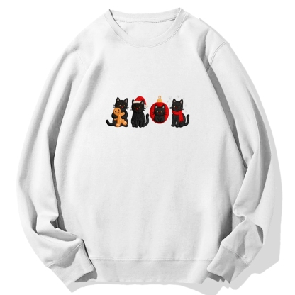 Christmas Black Cat Cotton Sweatshirt