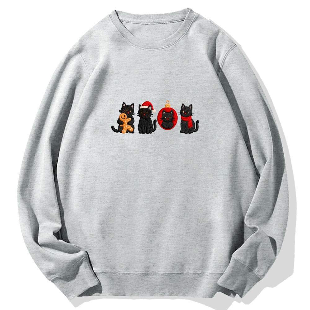 Christmas Black Cat Cotton Sweatshirt