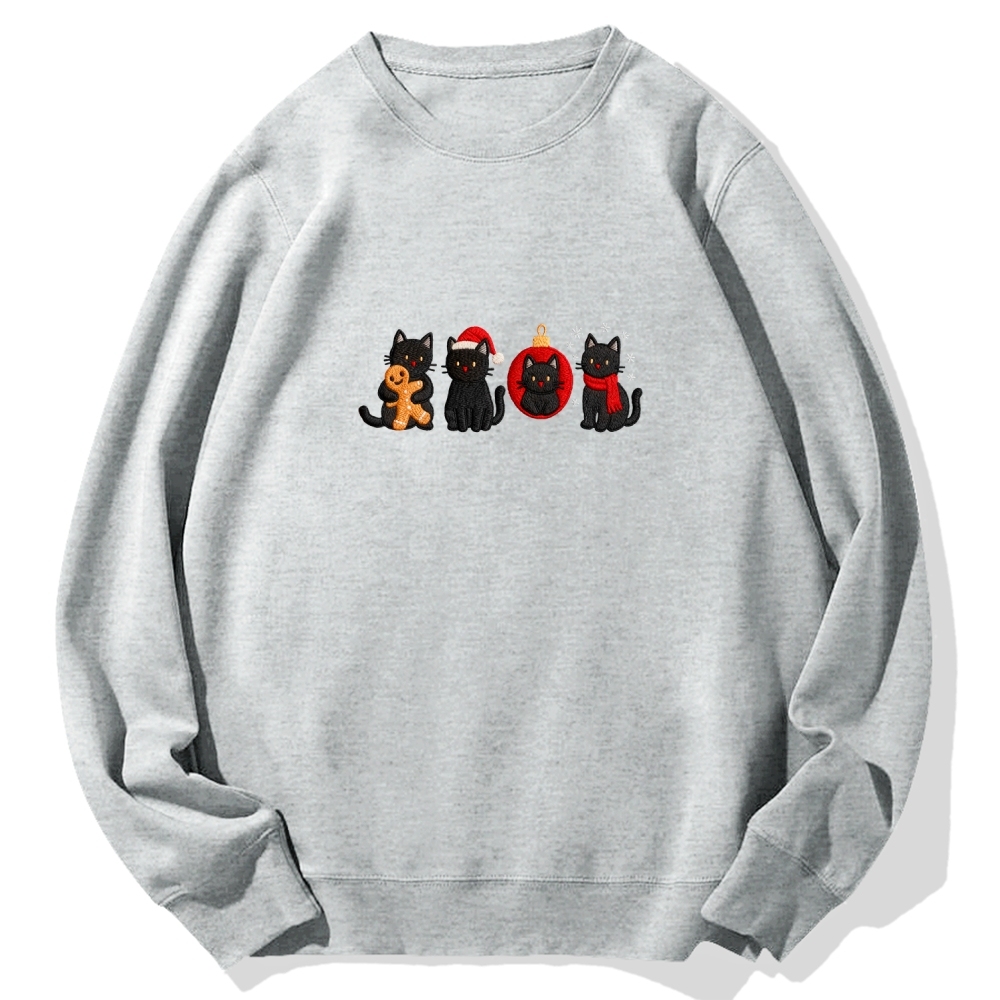 Christmas Black Cat Cotton Sweatshirt