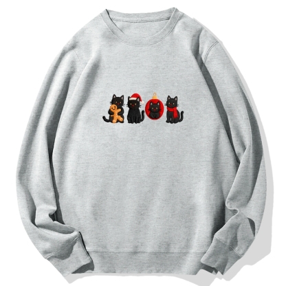 Christmas Black Cat Cotton Sweatshirt