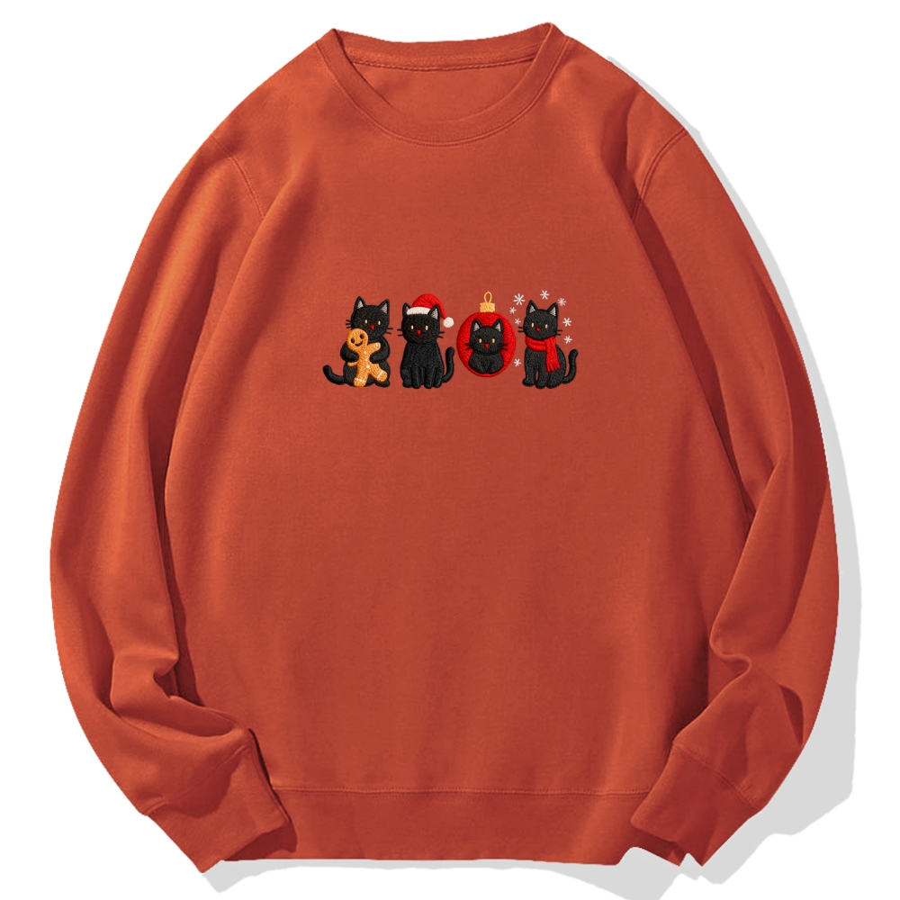 Christmas Black Cat Cotton Sweatshirt