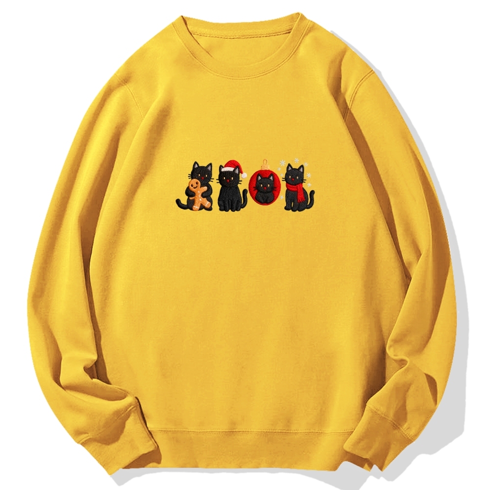 Christmas Black Cat Cotton Sweatshirt