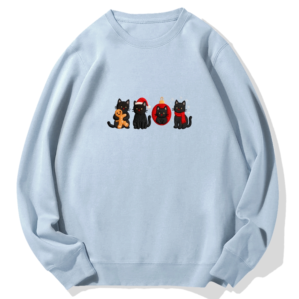 Christmas Black Cat Cotton Sweatshirt