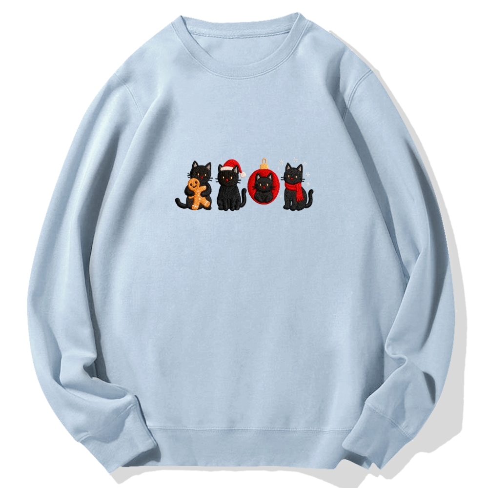 Christmas Black Cat Cotton Sweatshirt
