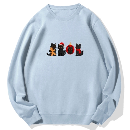 Christmas Black Cat Cotton Sweatshirt