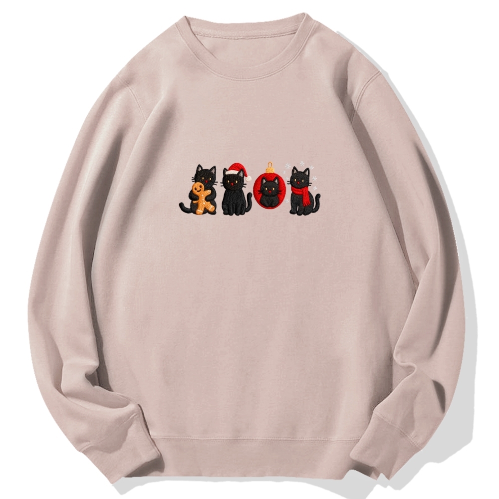 Christmas Black Cat Cotton Sweatshirt