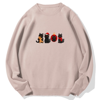 Christmas Black Cat Cotton Sweatshirt