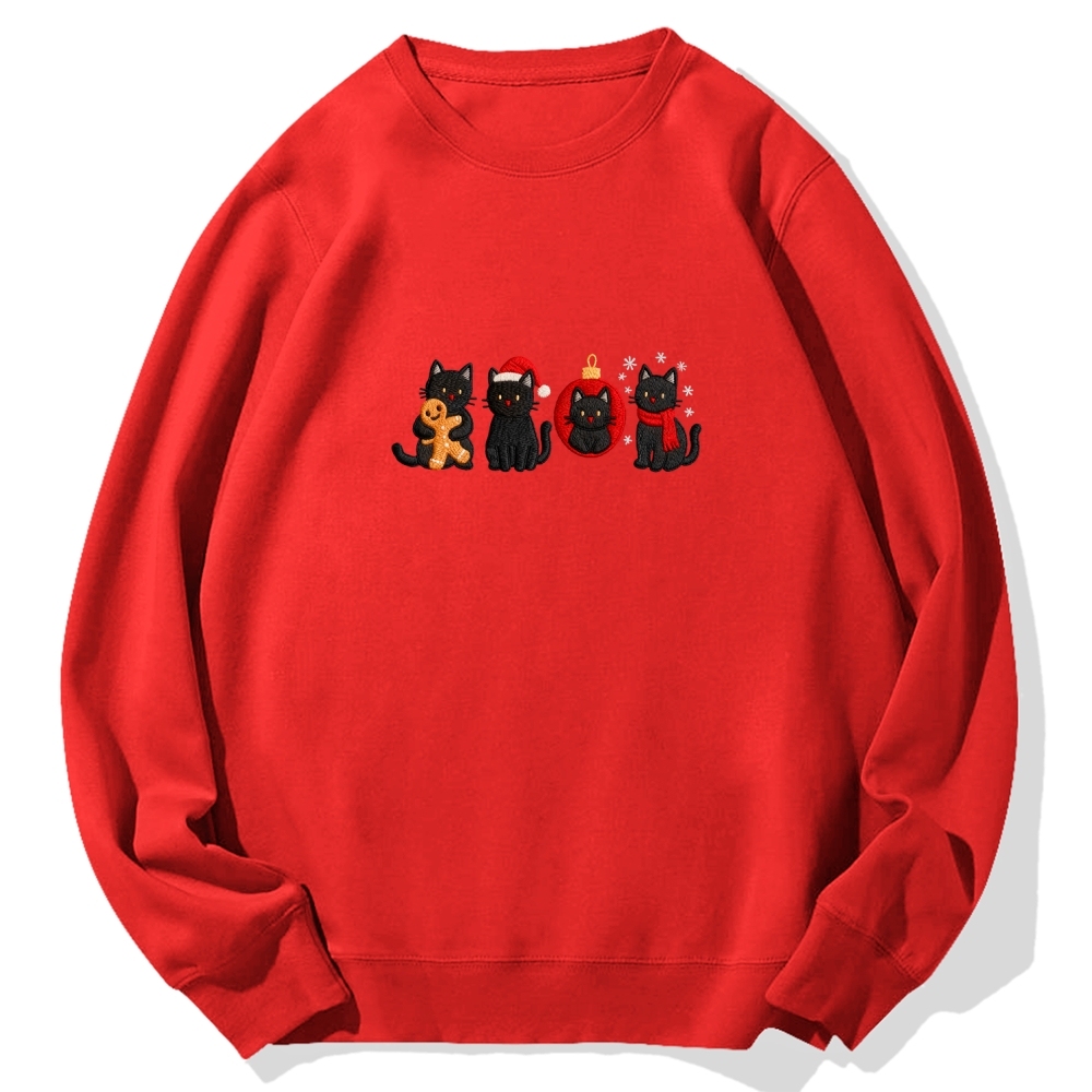 Christmas Black Cat Cotton Sweatshirt