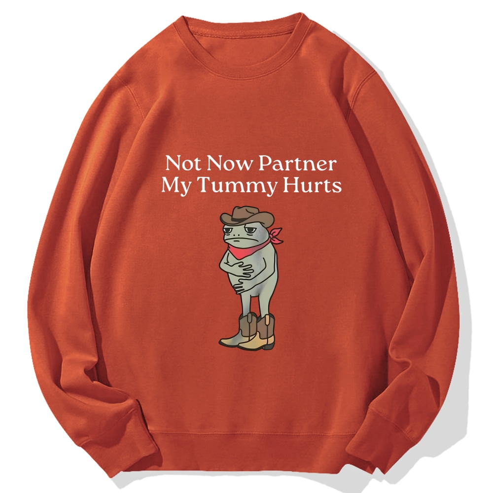 Not Now Partner My Tummy Hurts Cotton Sweatshirt