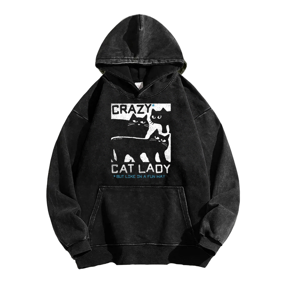 Crazy Cat Lady Vintage Washed Hoodie