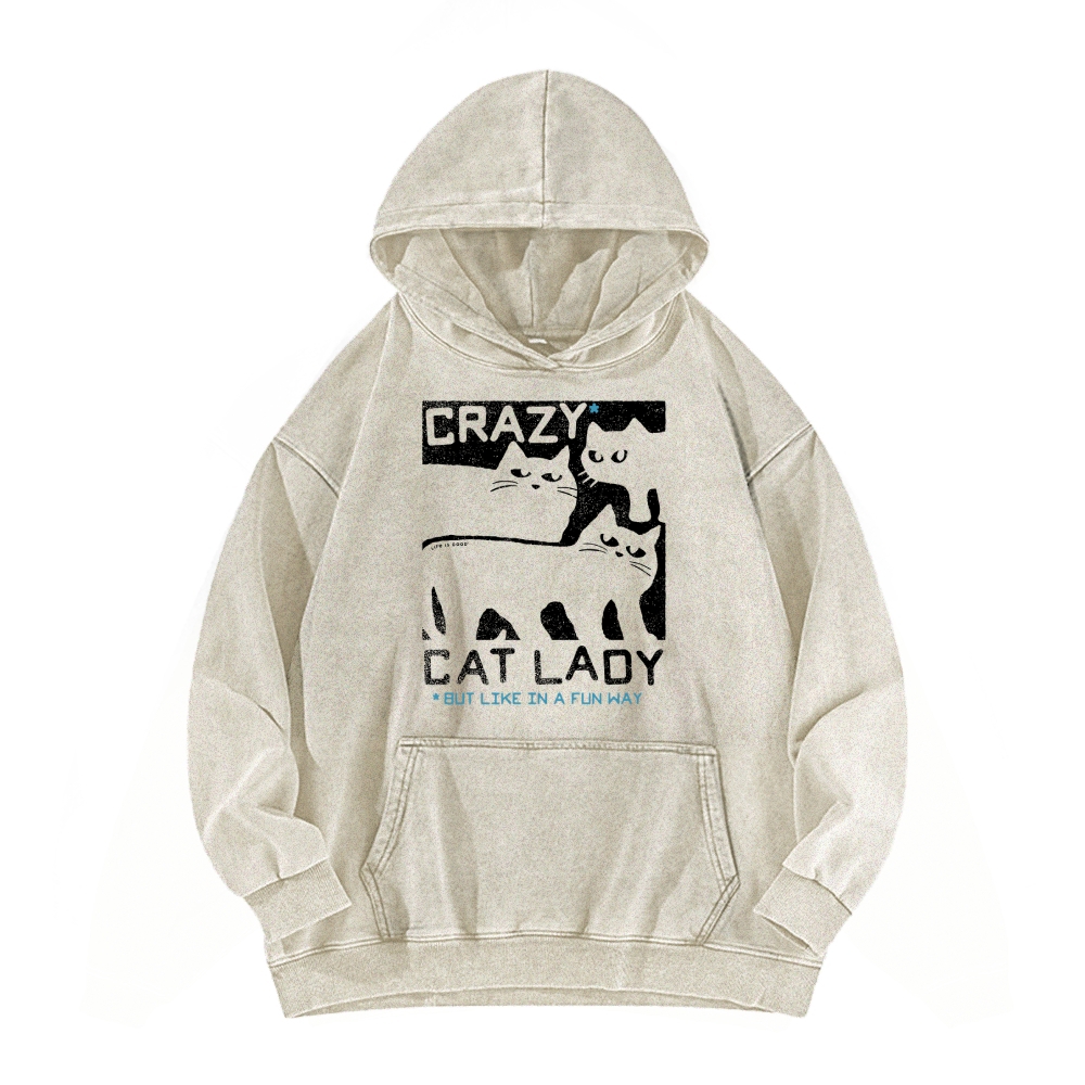 Crazy Cat Lady Vintage Washed Hoodie
