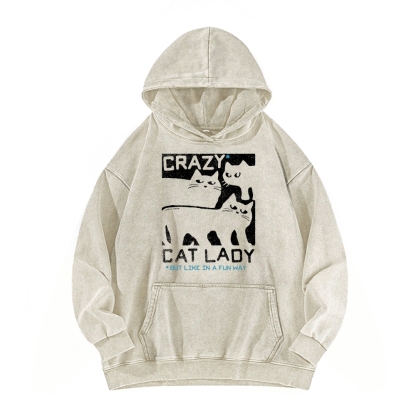 Crazy Cat Lady Vintage Washed Hoodie