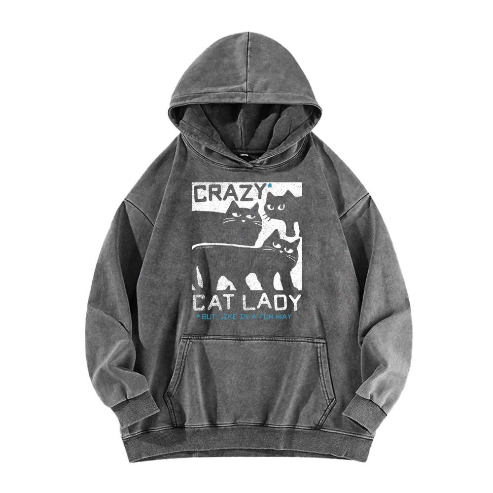 Crazy Cat Lady Vintage Washed Hoodie