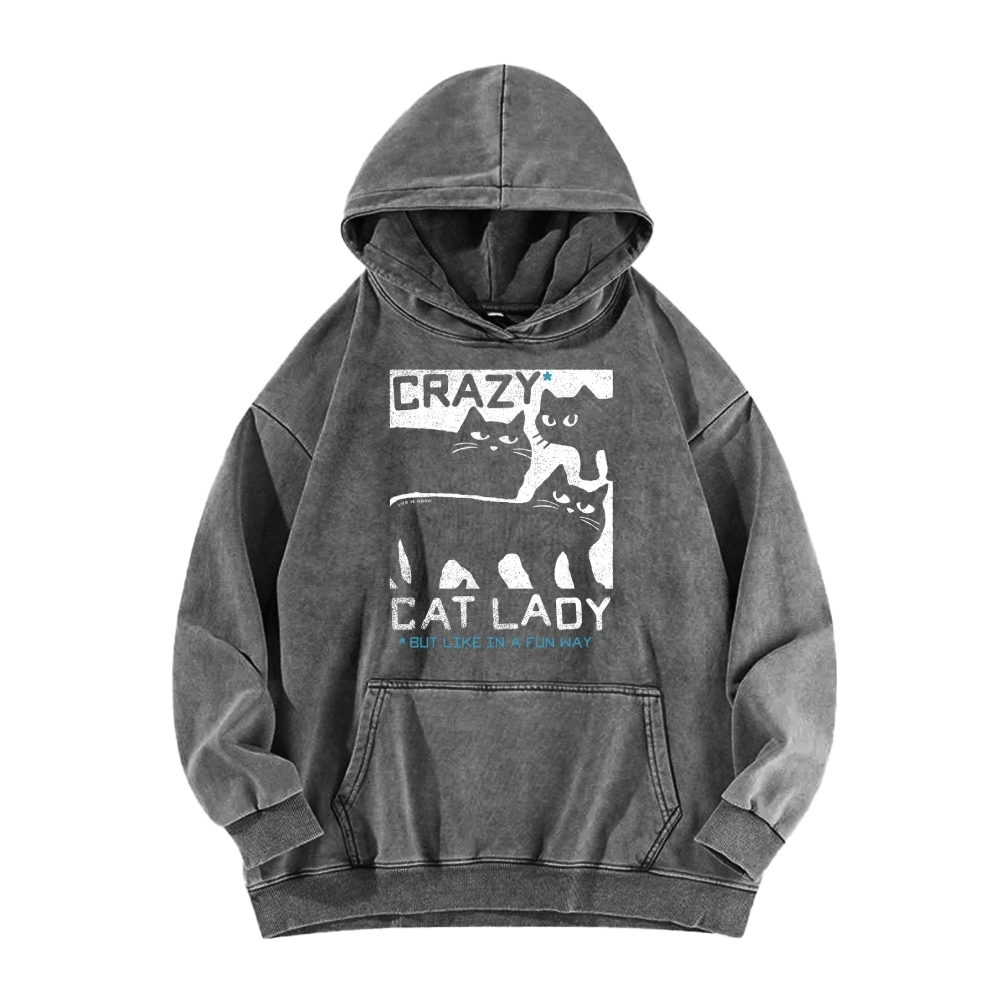 Crazy Cat Lady Vintage Washed Hoodie