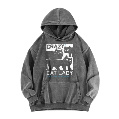 Crazy Cat Lady Vintage Washed Hoodie