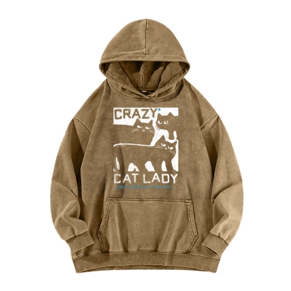 Crazy Cat Lady Vintage Washed Hoodie
