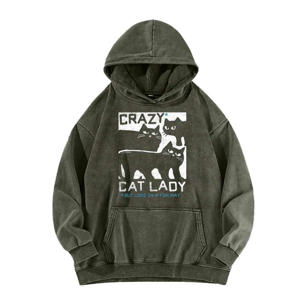 Crazy Cat Lady Vintage Washed Hoodie