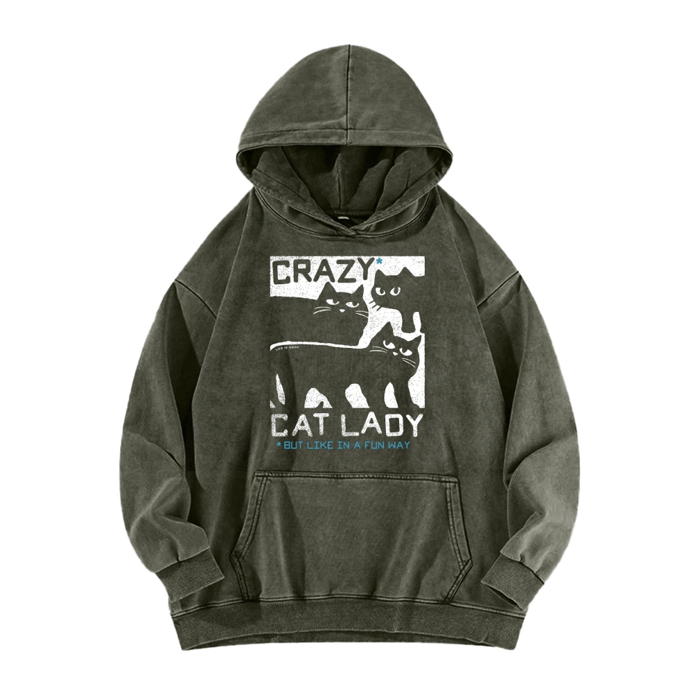 Crazy Cat Lady Vintage Washed Hoodie