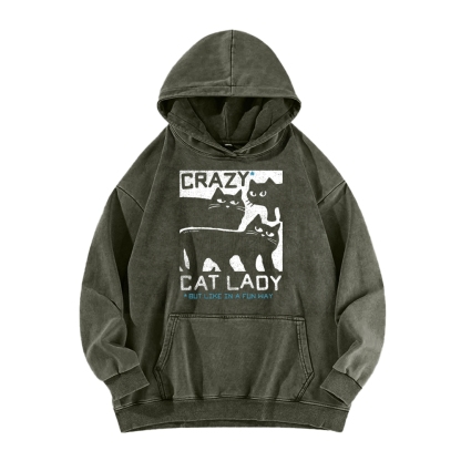 Crazy Cat Lady Vintage Washed Hoodie
