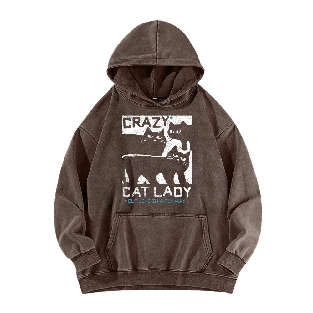 Crazy Cat Lady Vintage Washed Hoodie