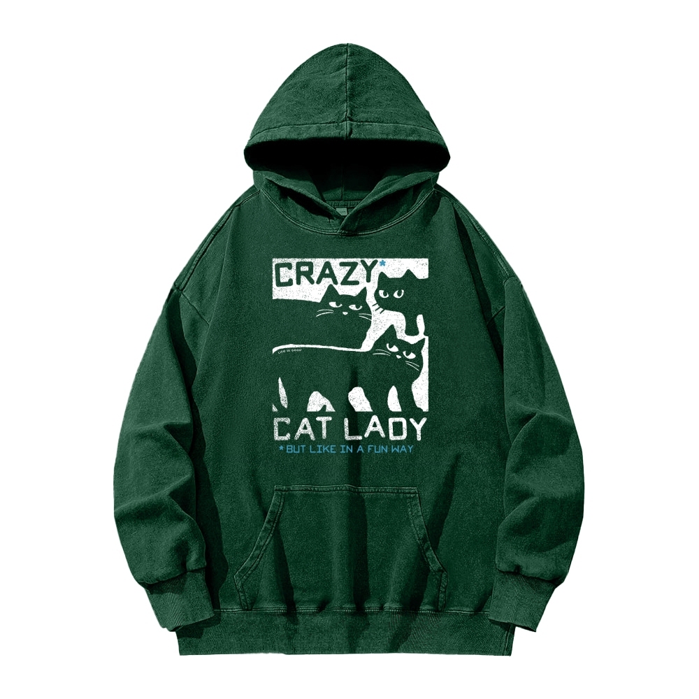 Crazy Cat Lady Vintage Washed Hoodie