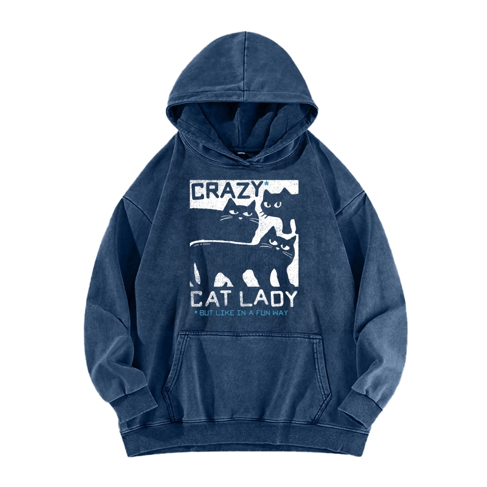 Crazy Cat Lady Vintage Washed Hoodie